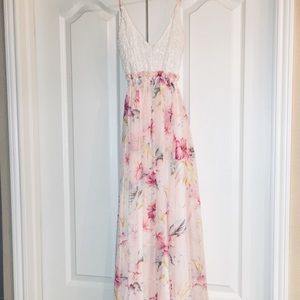 Crochet floral maxi dress